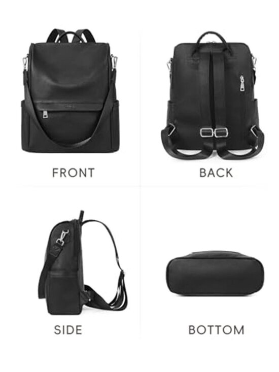 Women Black PU Leather Backpack Purse Shoulder Bag Anti Theft Travel Work Bag main image 5
